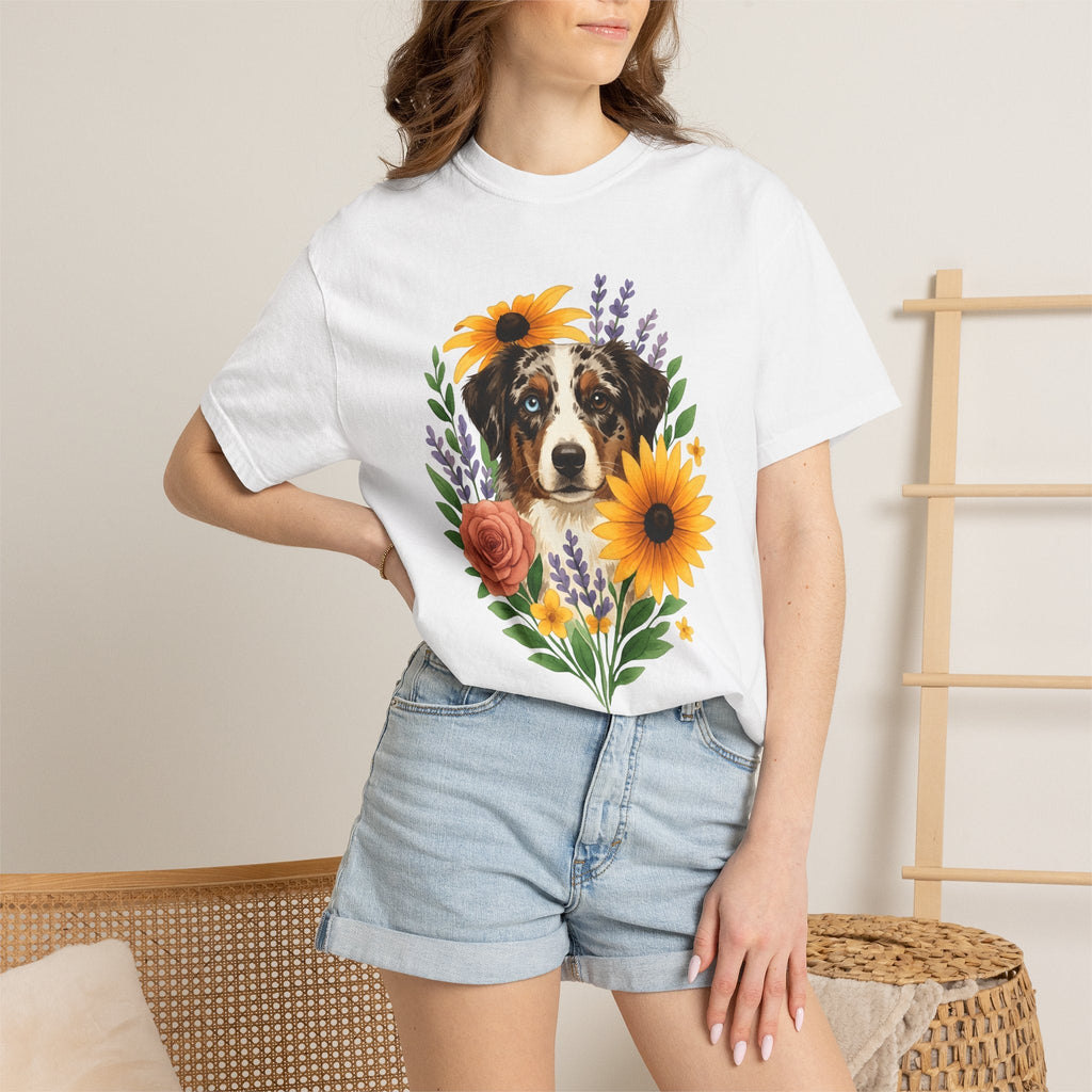Aussie Breed Shirt Dog Bouquet Gift Women Painterly Tee product image 6