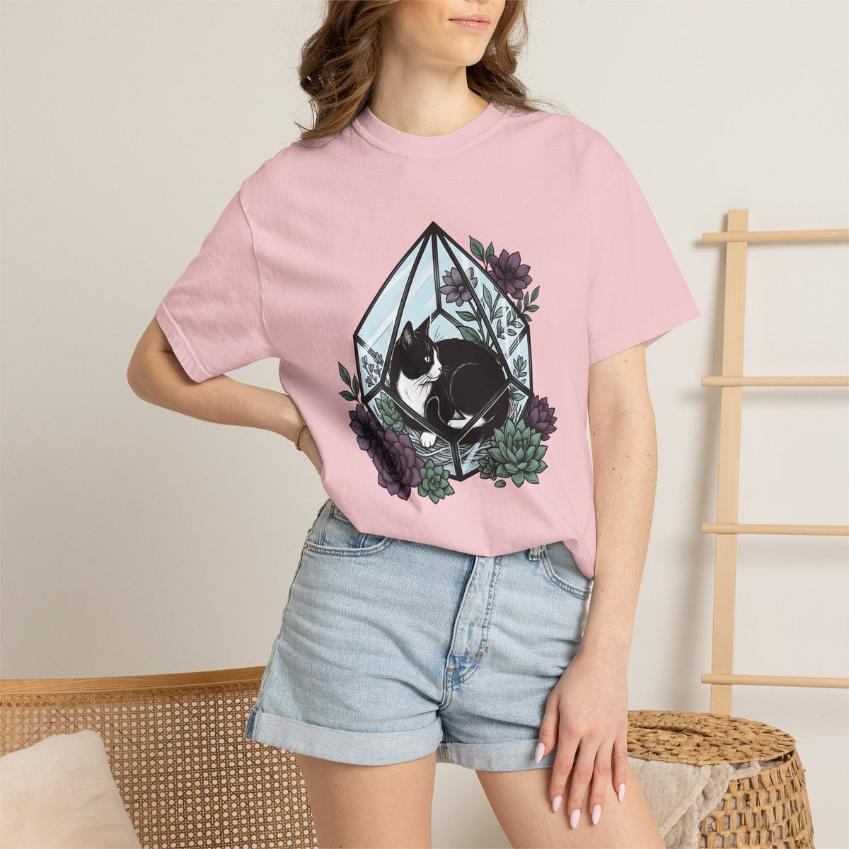 Tuxedo Cat Shirt Plants Unisex Gift Garden Tee Black product image 12