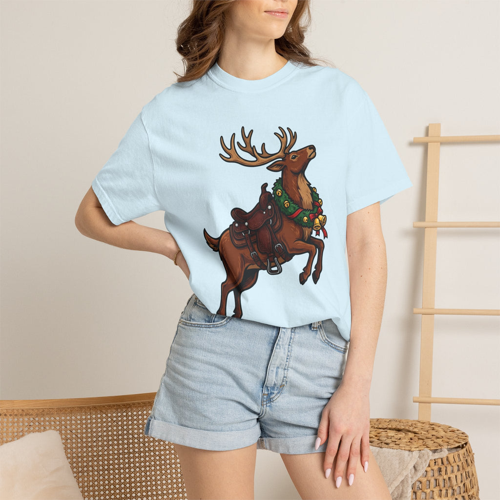 Elk Saddle Shirt Christmas Pets Unisex Gift Animated Tee Saddle Blanket T-Shirt