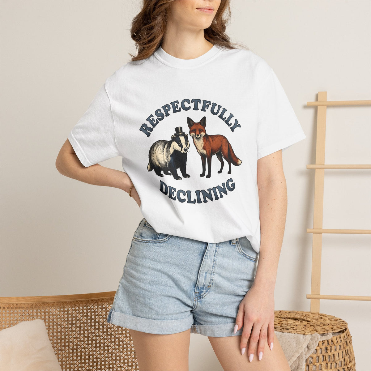 Badger Fox Shirt Funny Fauna Unisex Gift Sketch Tee T-Shirt product image 6