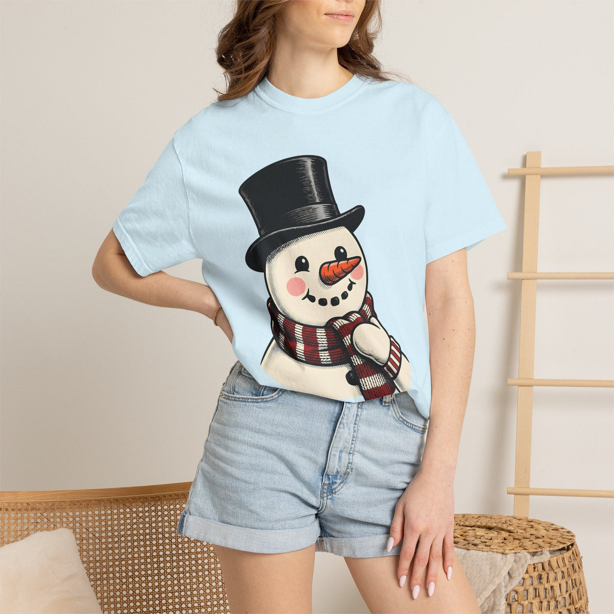 Snowman Icon Shirt Christmas Cold Unisex Gift Cartoon Tee product image 9