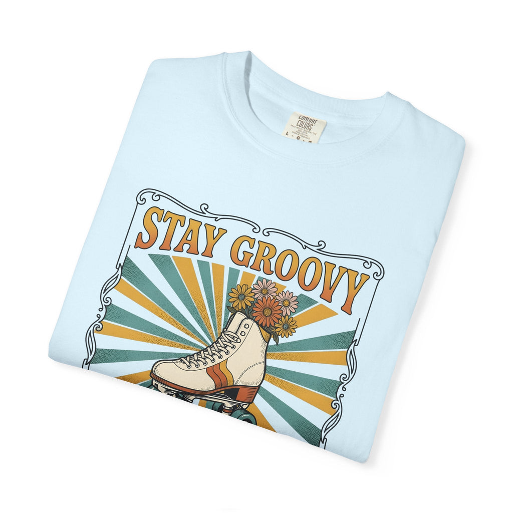 Roller Skate Shoes Shirt Boho Chic 70s Unisex Gift Line Art Tee Roller Skates
