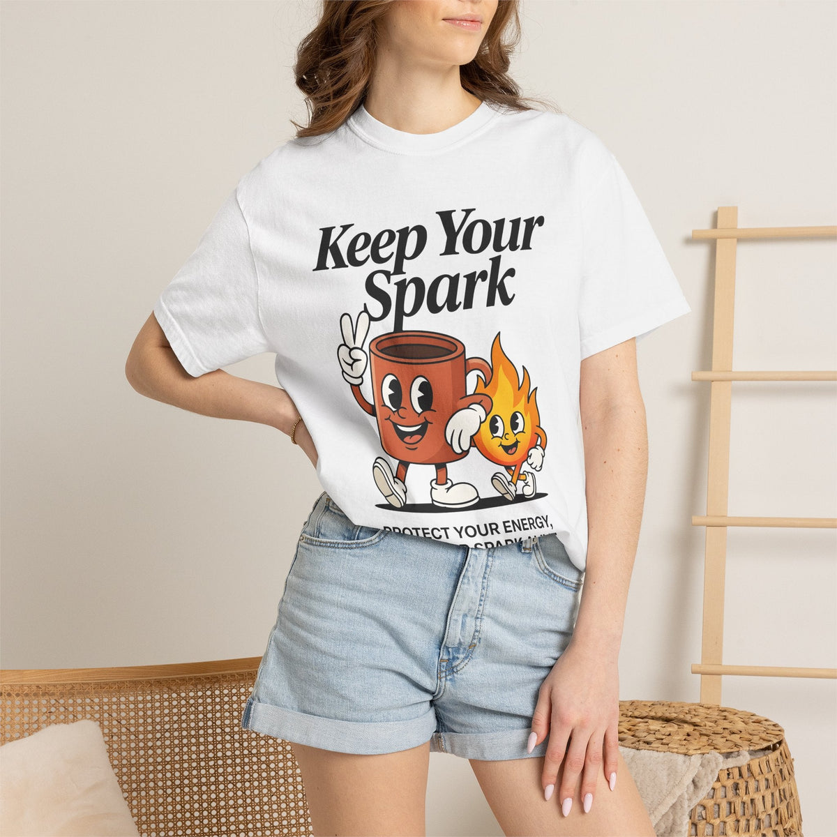 Coffee Cup Fire Shirt Cute Brew Unisex Gift Comic Tee Coffee Cup T-Shirt Kawaii