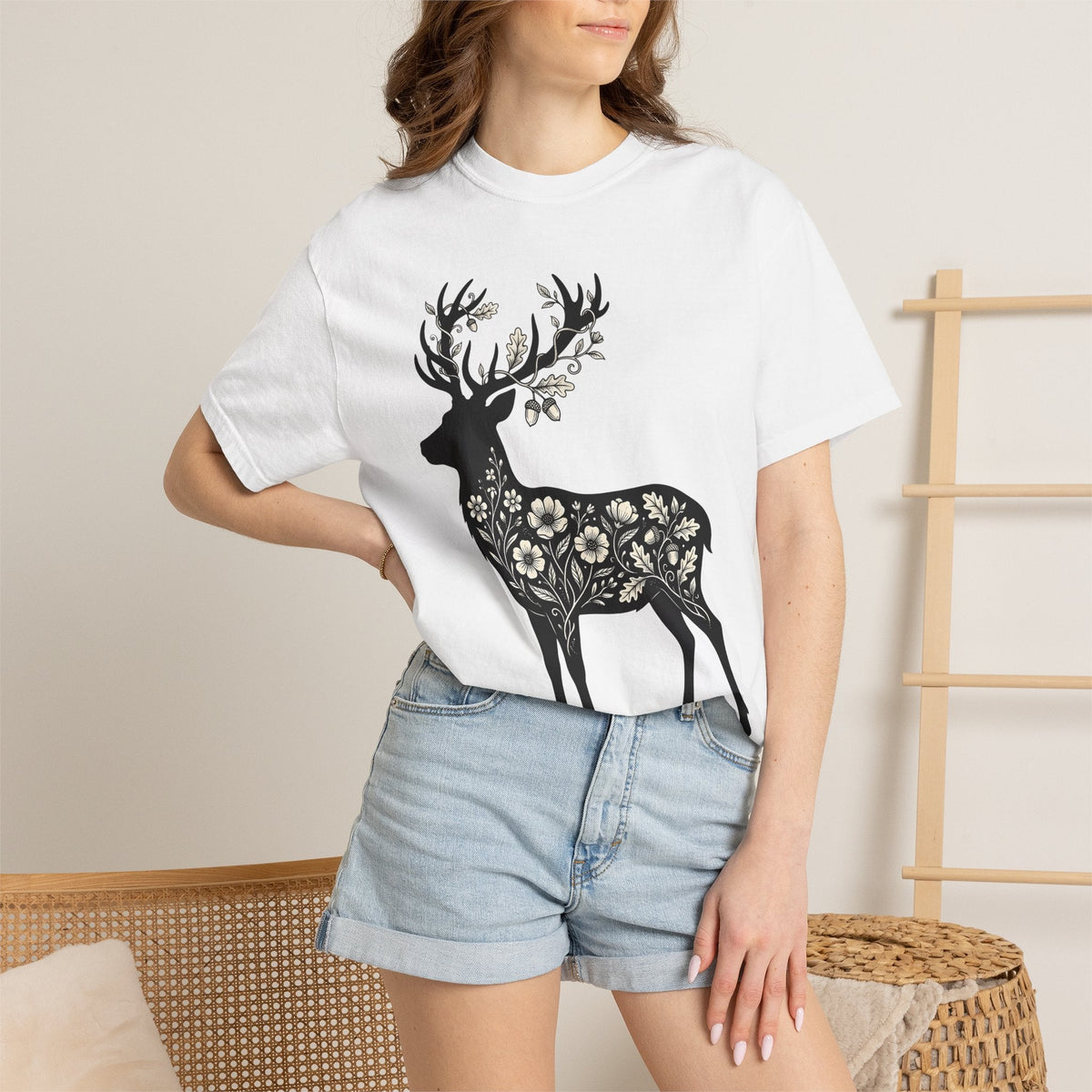 Deer Floral Shirt Animals & Flowers Nature Unisex Gift product image 6