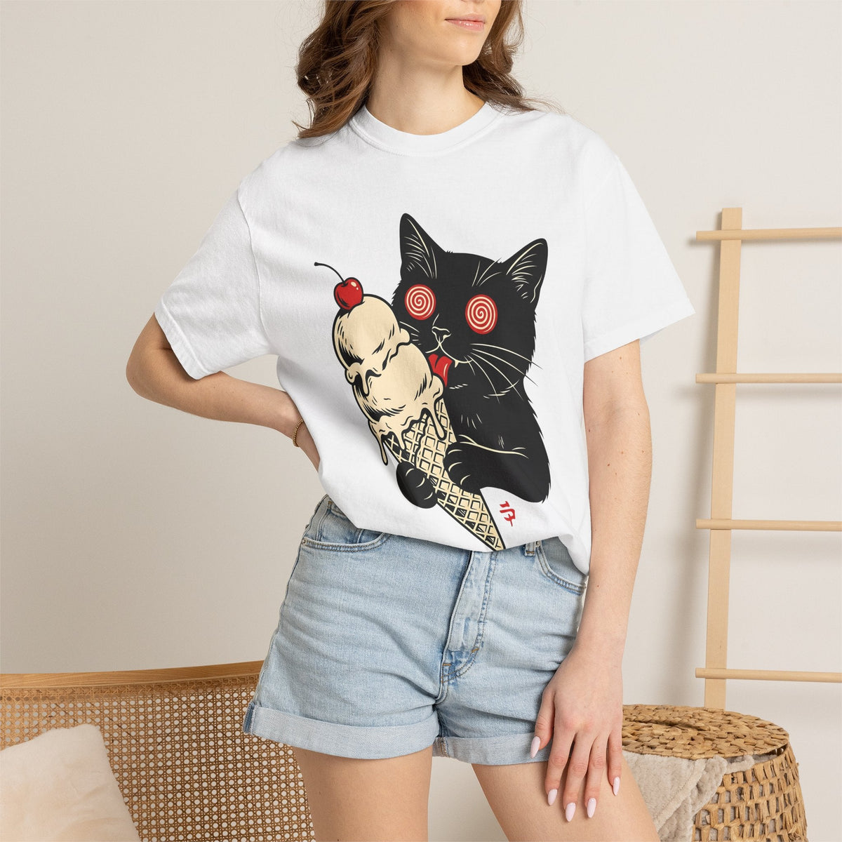 Black Cat Shirt Food Unisex Gift Bold Graphic Tee Kitty product image 6