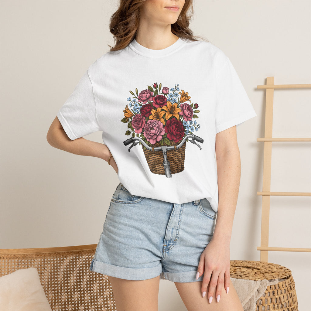 Cycle Basket Flowers Shirt Easter Petals Unisex Gift Floral product image 6