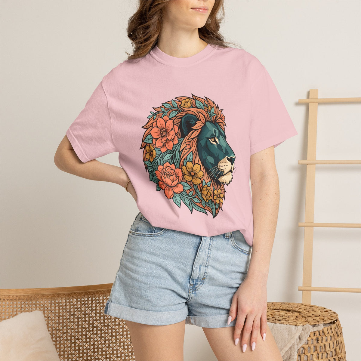 Lion Flower Shirt Animals & Flowers Nature Unisex Gift product image 12