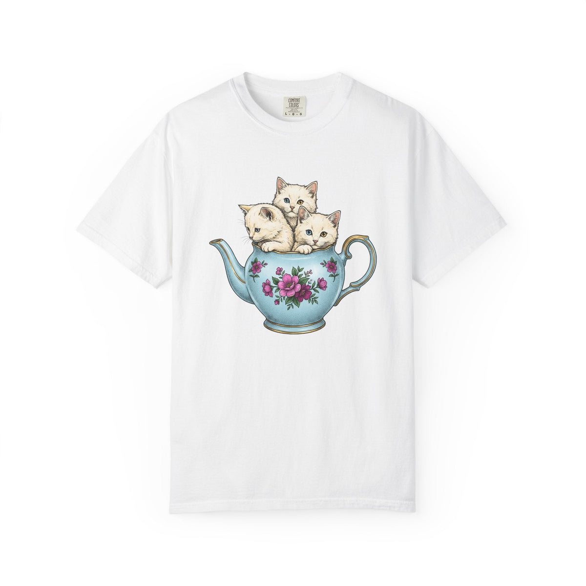 Cat Cup Shirt Cat Beverage Unisex Gift Retro Tee Mug T-Shirt Cat Fan Coffee