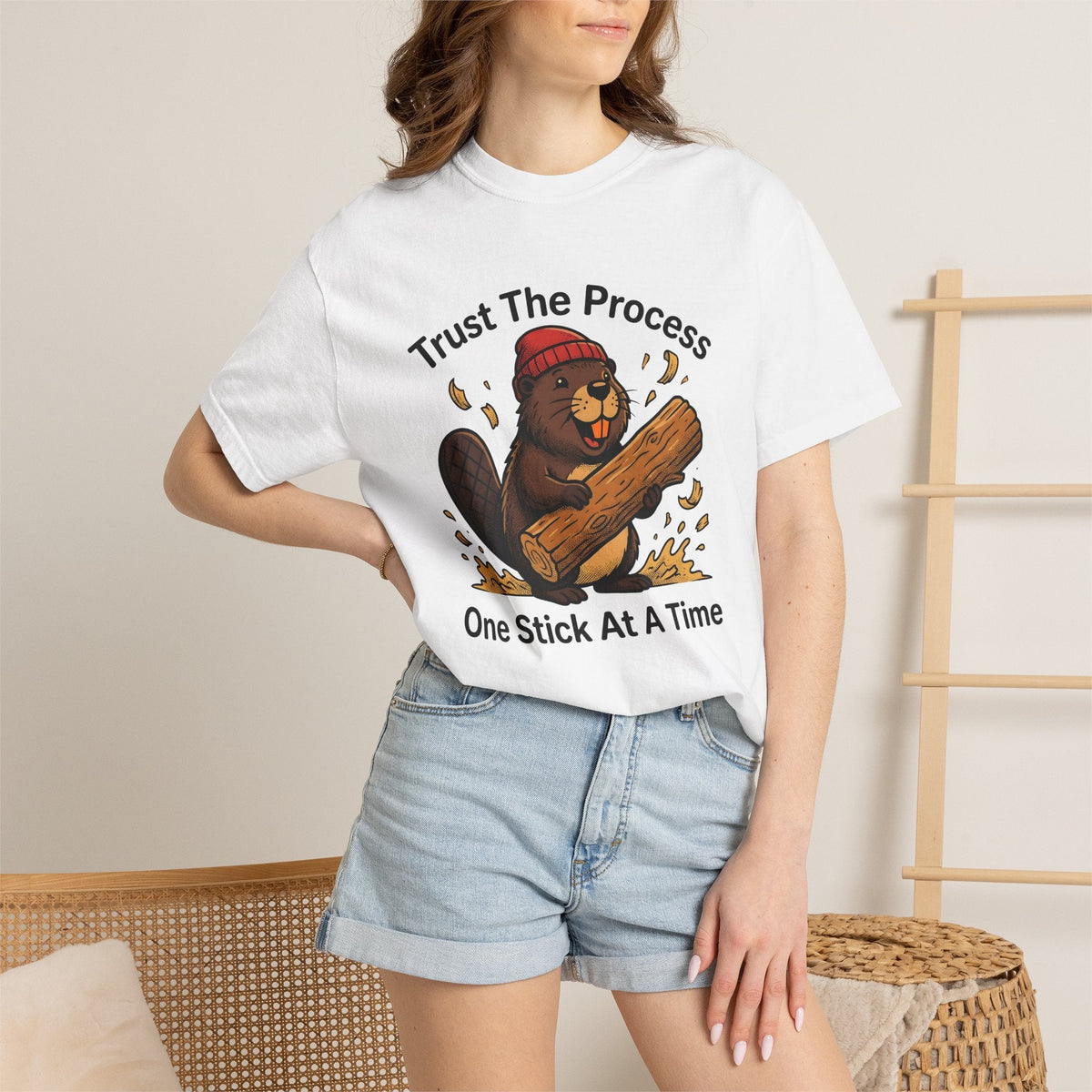 Beaver Log Shirt Funny Animal Unisex Gift Cartoon Tee Dam product image 6