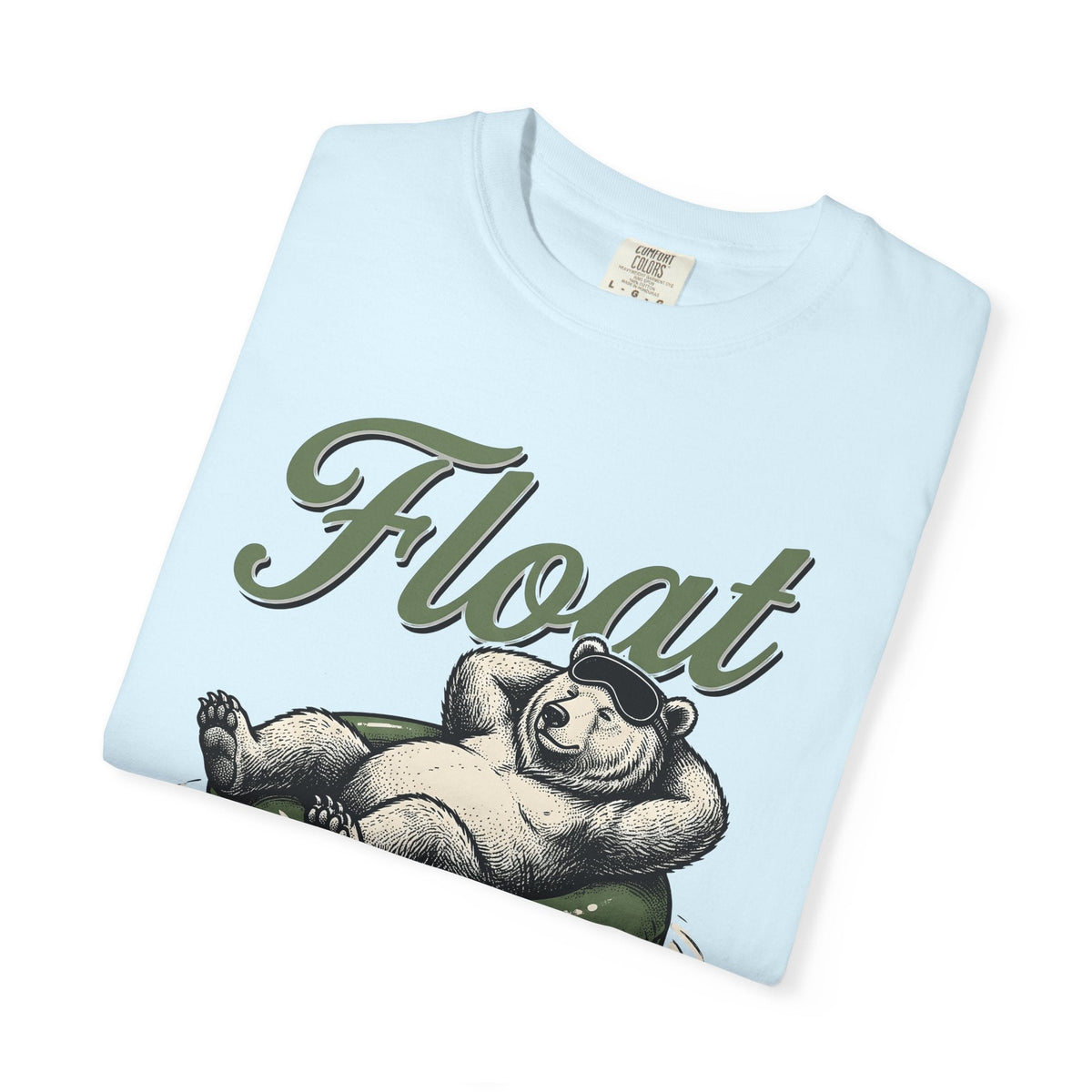 Bear Swim Ring Shirt Funny Pets Unisex Gift Line Art Tee Inflatable Ring T-Shirt