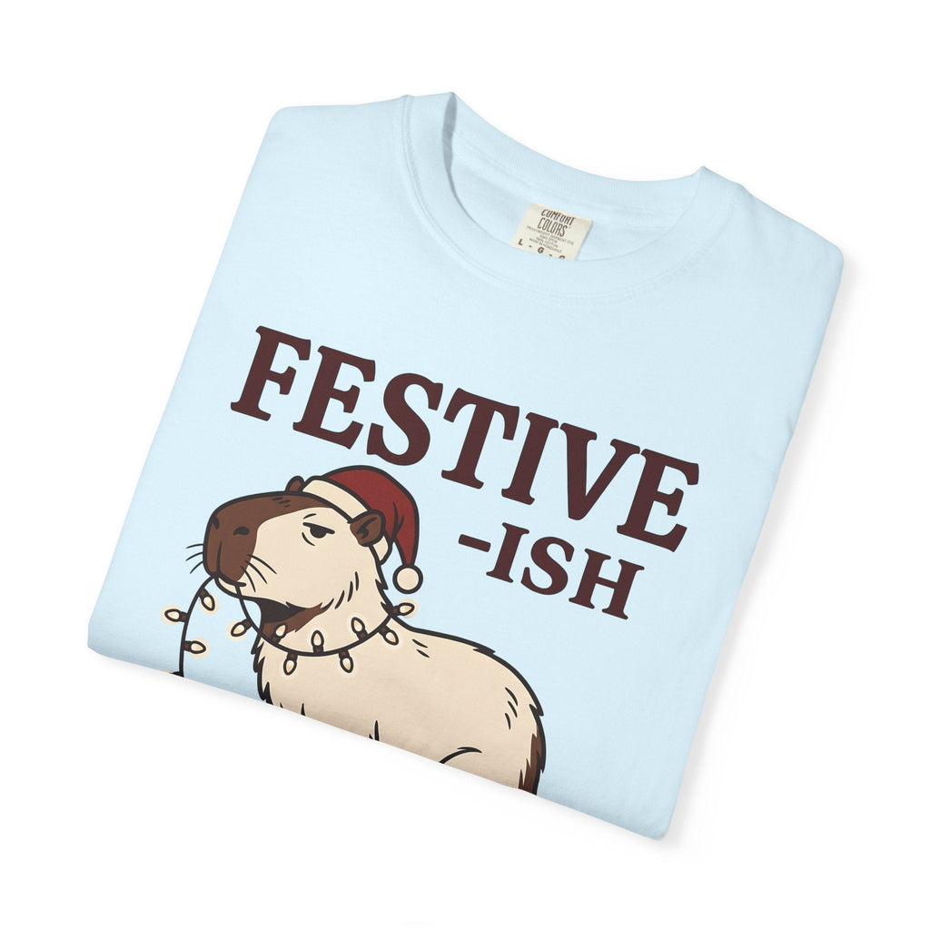 Capybara Christmas Hat Shirt Christmas Wildlife Unisex Gift Comic Tee Rodent