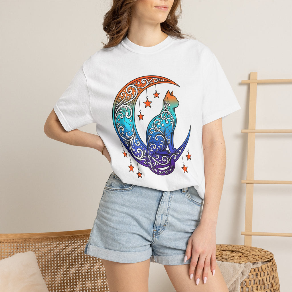 Celestial Cat Shirt Moon Unisex Gift Boho Tee Kitty T-Shirt product image 6