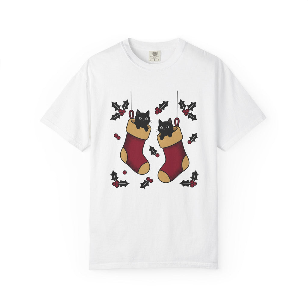 Black Cat Stocking Shirt Holiday Unisex Gift Kawaii Tee product image 1
