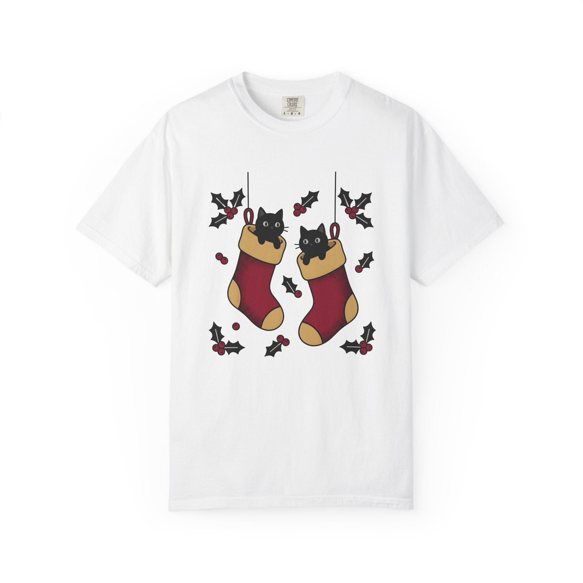 Black Cat Stocking Shirt Holiday Unisex Gift Kawaii Tee product image 1