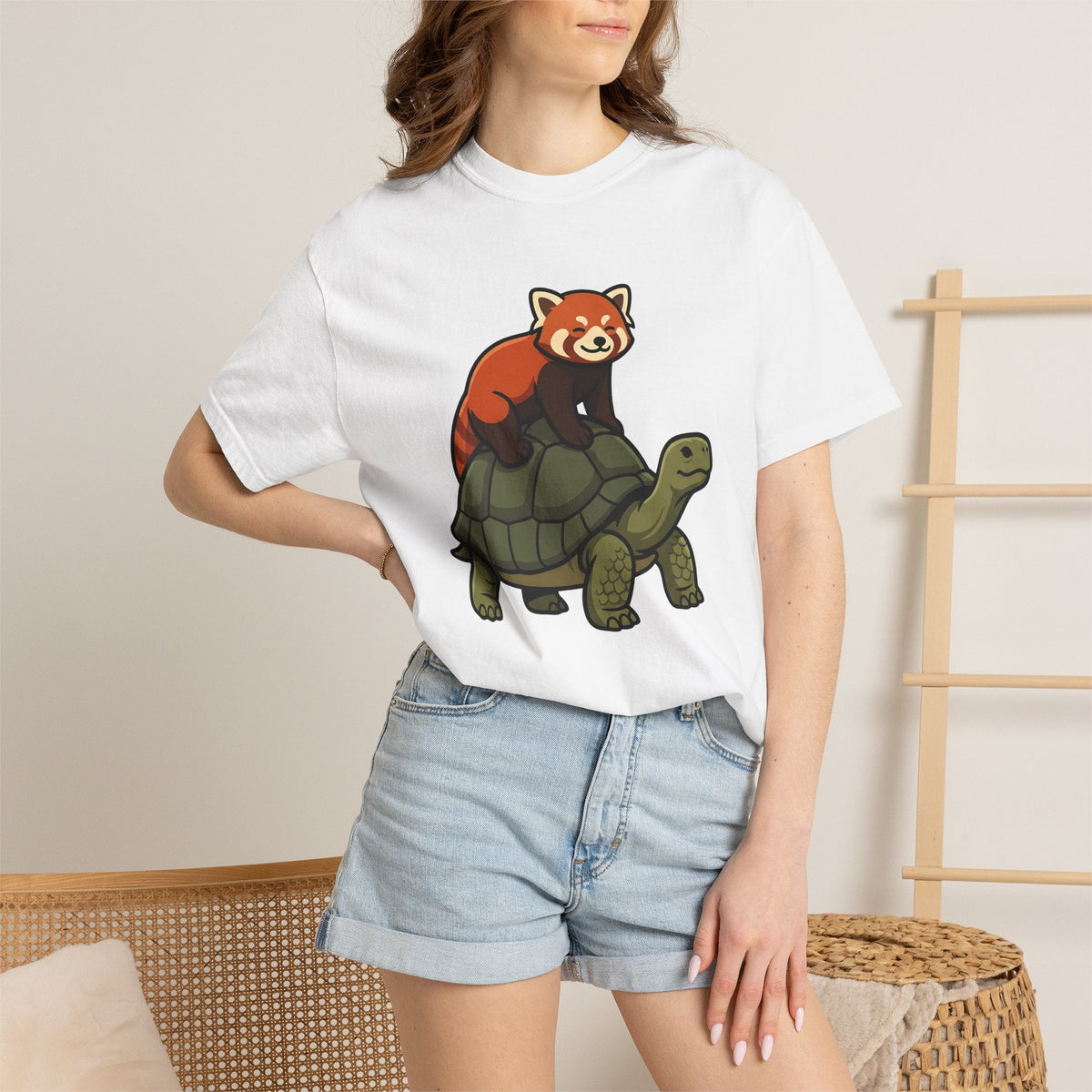 Red Panda Tortoise Shirt Animals Buddies Unisex Gift Sweet product image 6