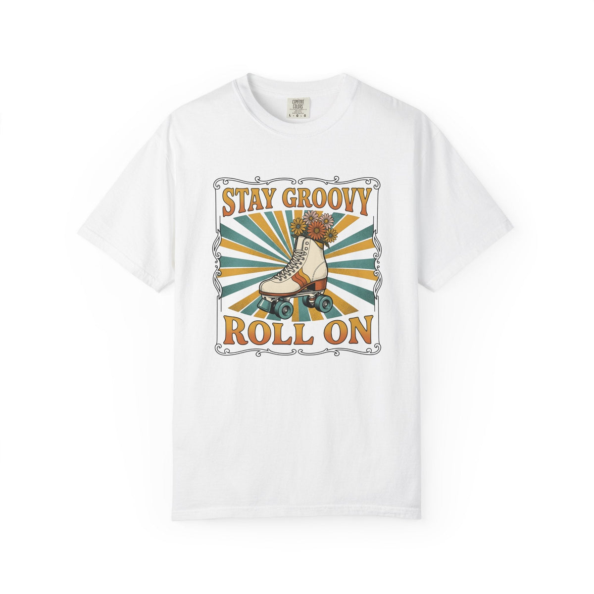 Roller Skate Shoes Shirt Boho Chic 70s Unisex Gift Line Art Tee Roller Skates