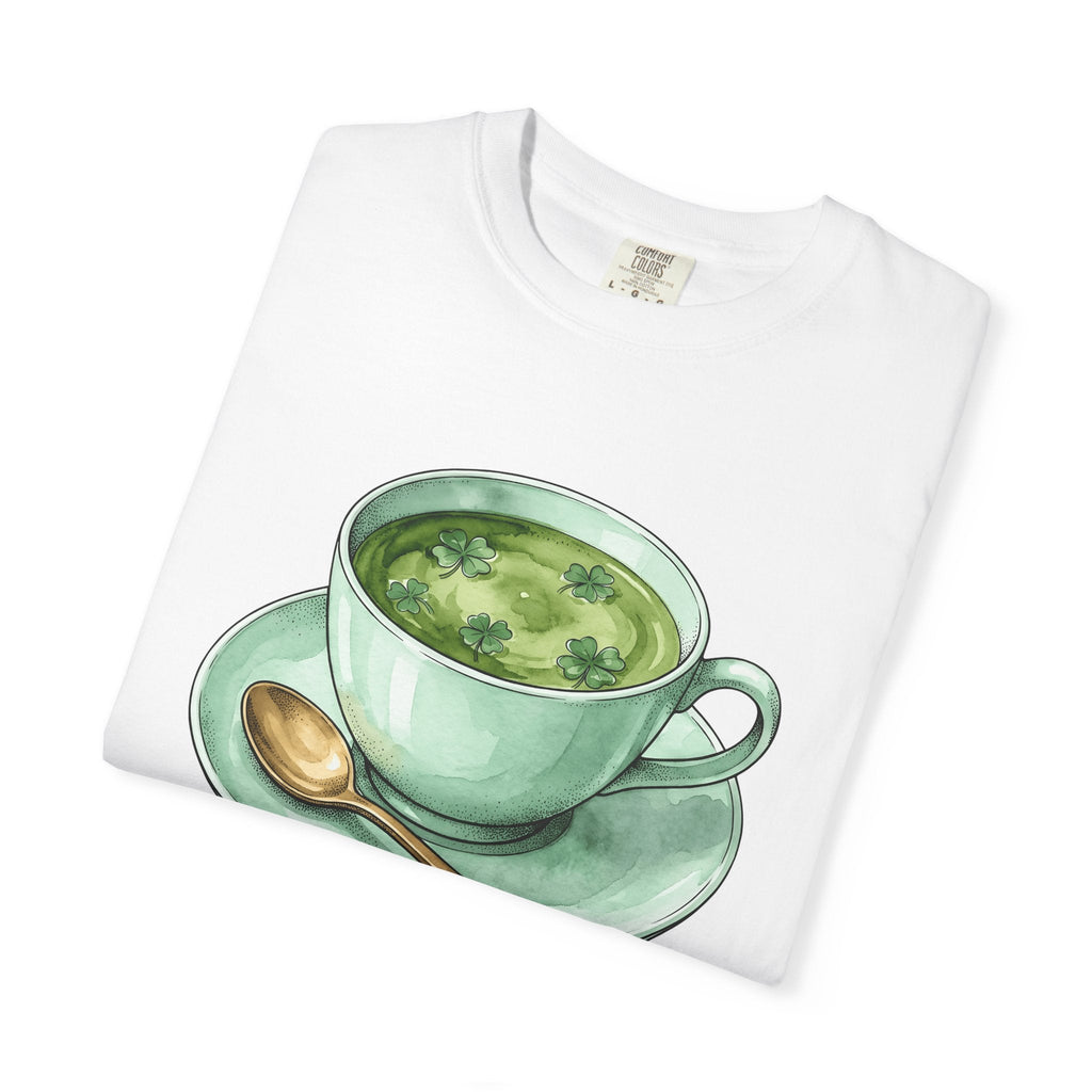Lucky Leaf Cup Shirt St Patrick's Day Infusion Unisex Gift Painted Tee Tea Cup