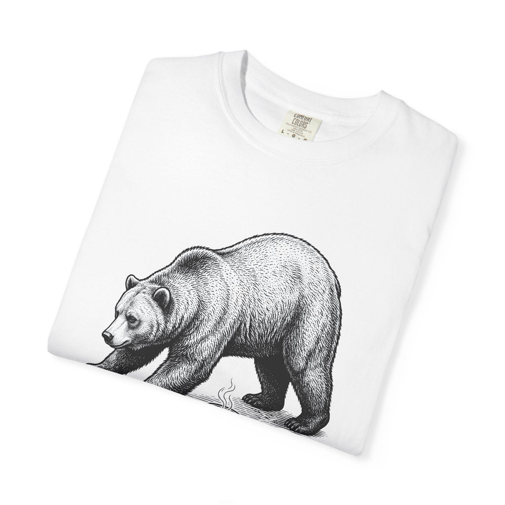 Bear Latte Shirt Coffee Outdoors Unisex Gift Sketch Tee Latte Art T-Shirt Coffee