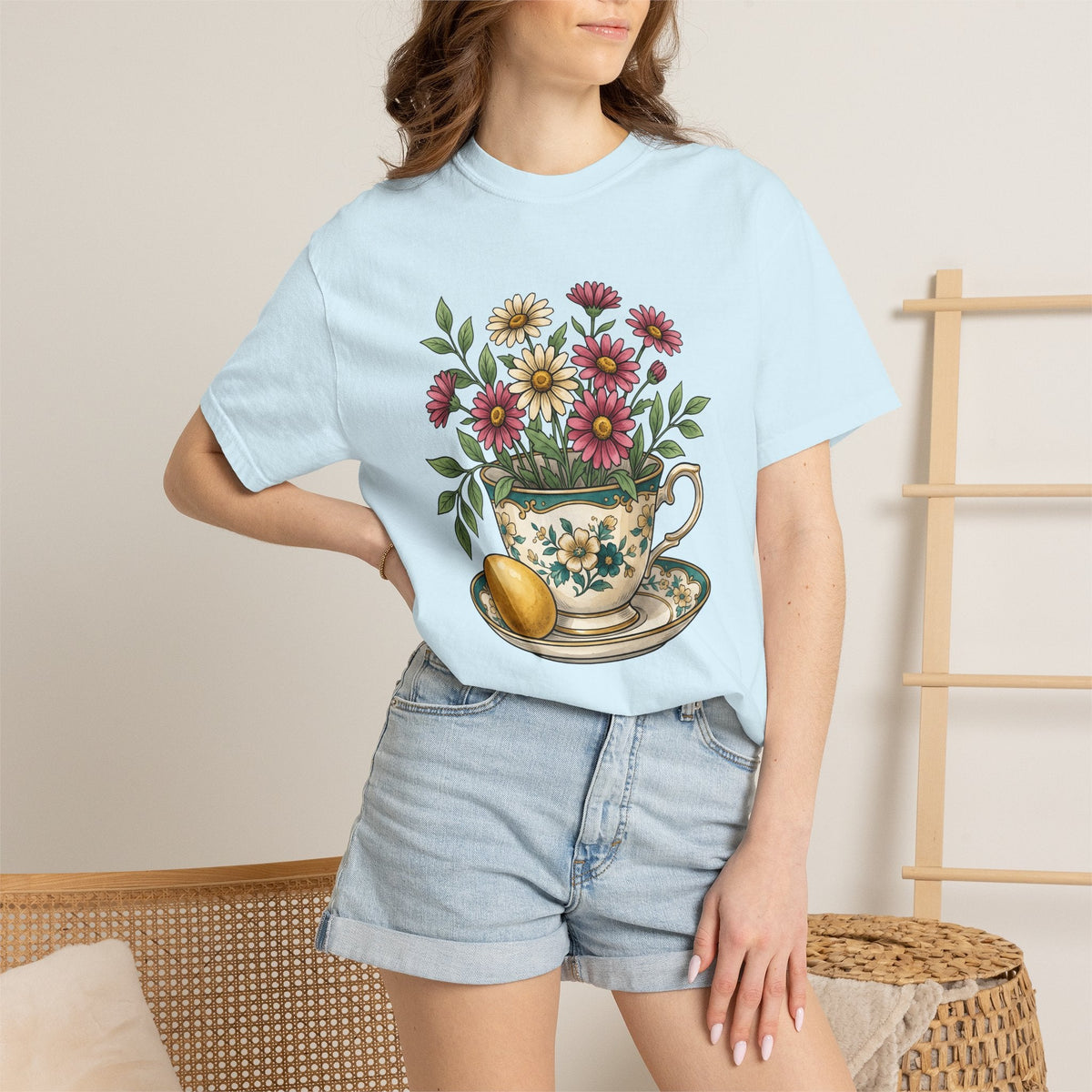 Floral Teacup Shirt Easter Unisex Gift Vintage Tee T-Shirt product image 9