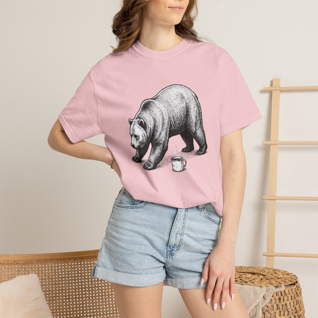 Bear Latte Shirt Coffee Outdoors Unisex Gift Sketch Tee Latte Art T-Shirt Coffee
