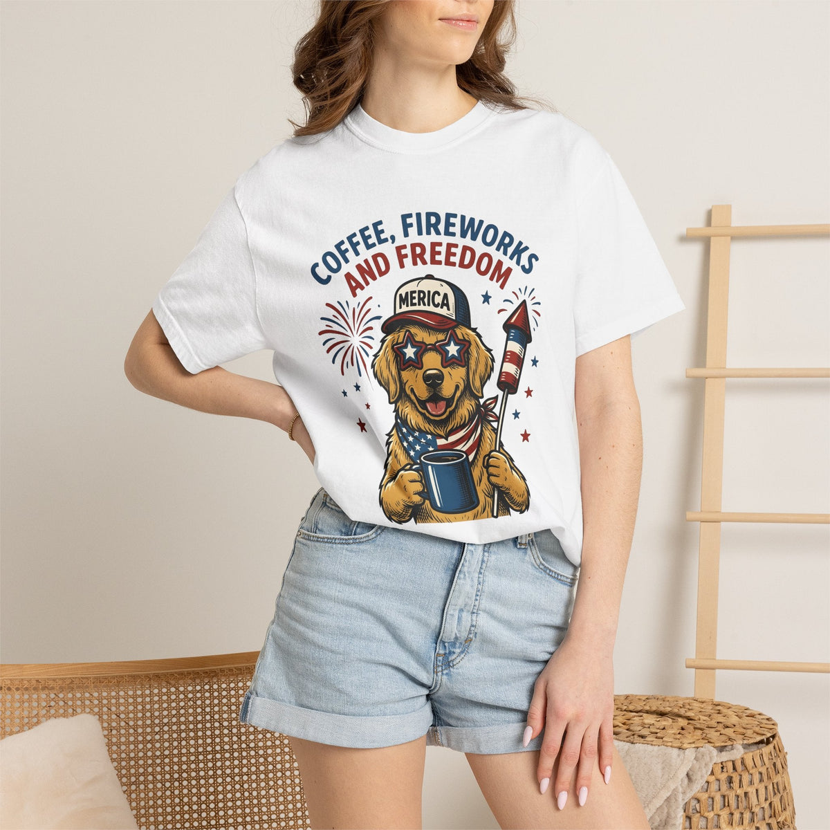 Golden Retriever Shirt 4th Of July Dog Unisex Gift Cartoon product image 6