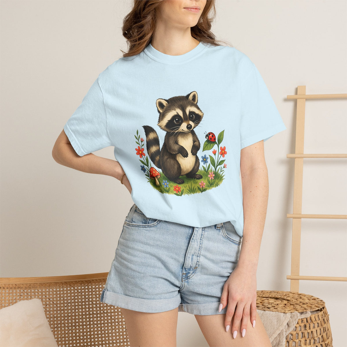 Raccoon Art Shirt Animals Nature Gift Women Sweet Tee product image 9
