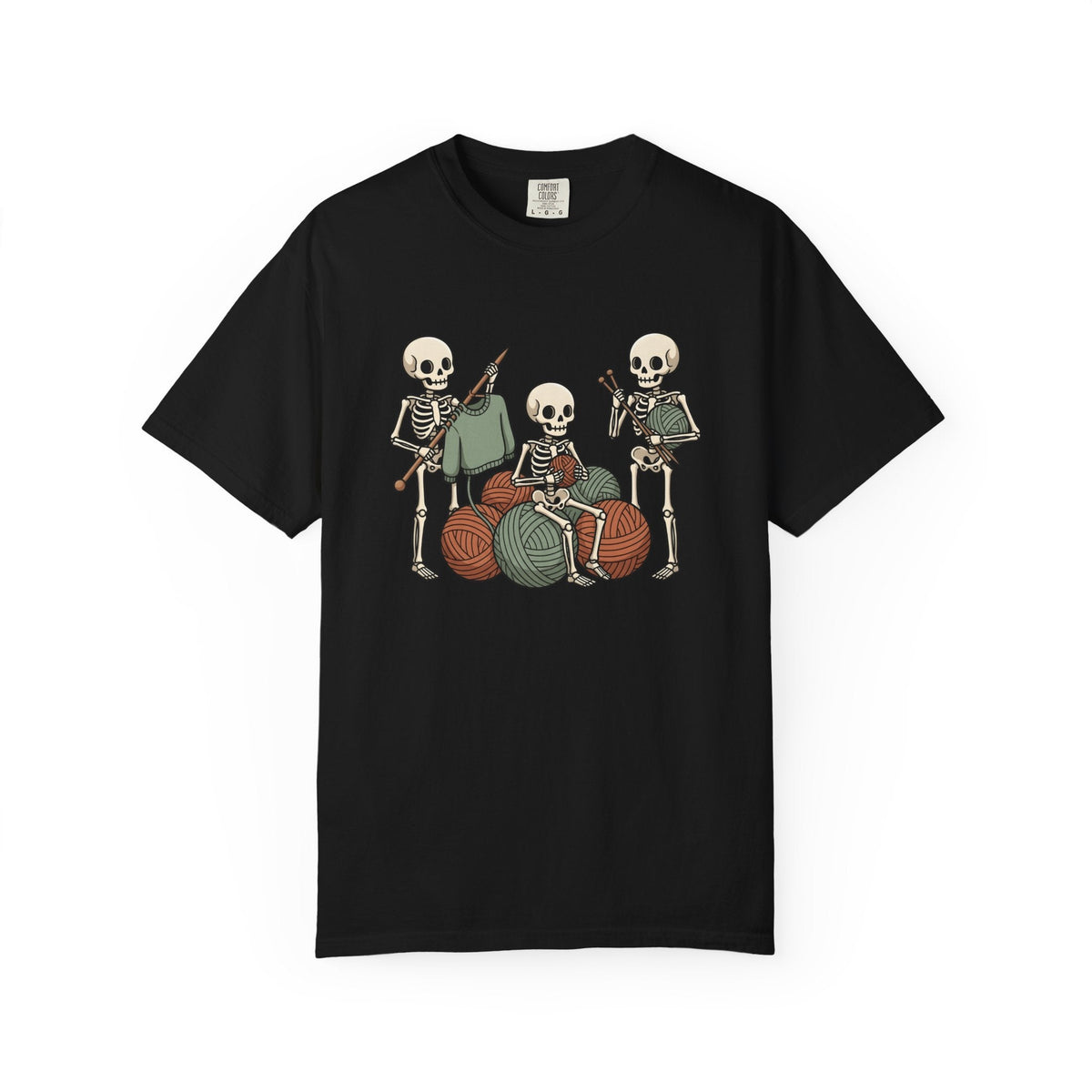 Skeleton Knitting Shirt Halloween Unisex Gift Cartoon Tee product image 4