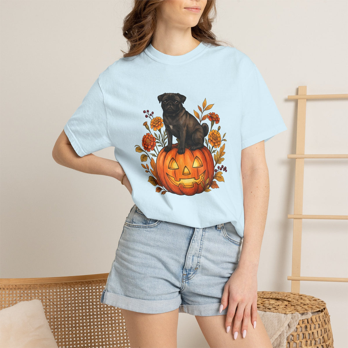 Pug Pumpkin Shirt Halloween Canine Fan Unisex Gift Old product image 10