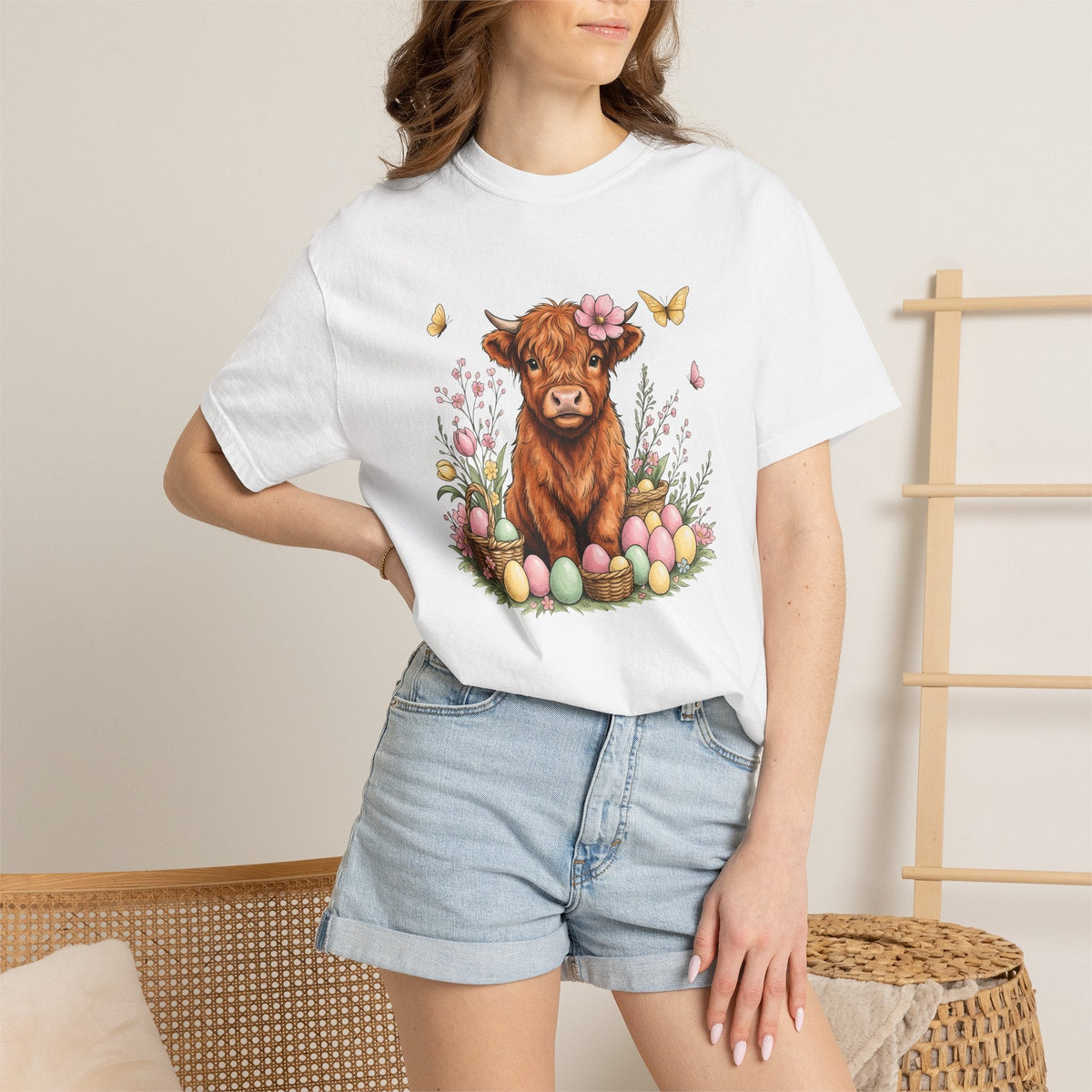Highland Cattle Shirt Easter Rustic Unisex Gift Line Art product image 6