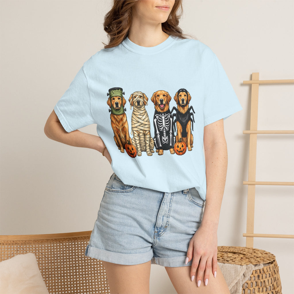 Golden Retriever Puppies Shirt Dog Spooky Gift Women Sketch product image 10