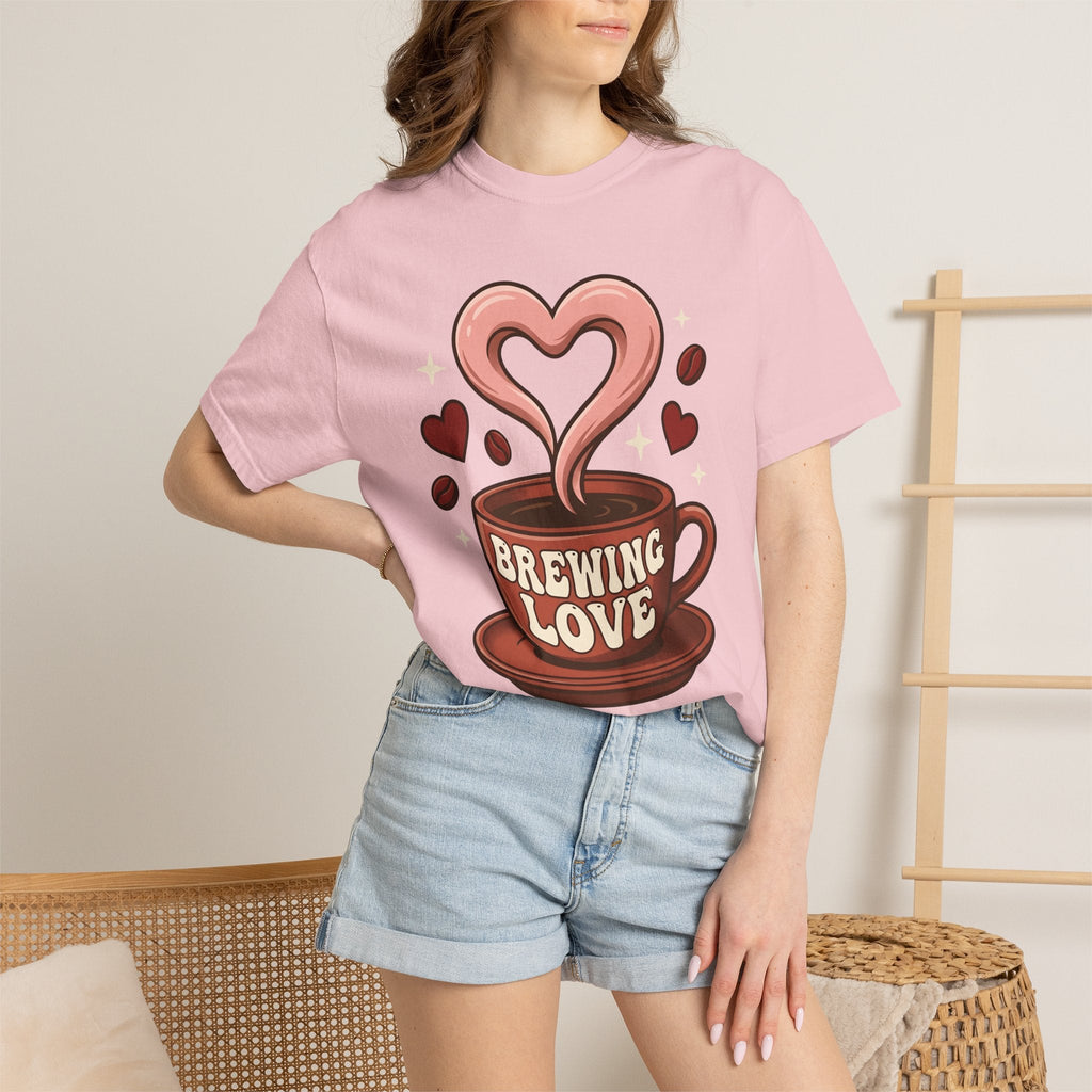 Coffee Cup Heart Shirt Valentines Day Coffee Gift Women Cartoon Tee Mug T-Shirt Valentine Fan Coffee Cup Tshirt Coffee Design Retro Coffee