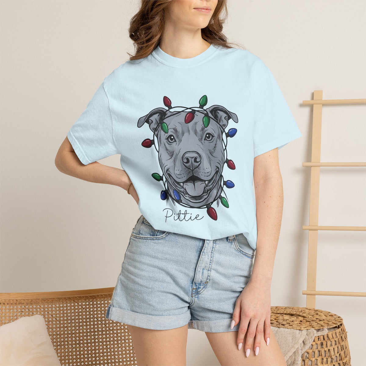 Pitbull Canine Shirt Dog Winter Unisex Gift Line Art Tee product image 9