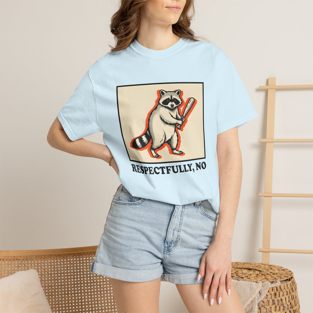 Raccoon Bat Shirt Funny Pets Unisex Gift Line Art Tee product image 9