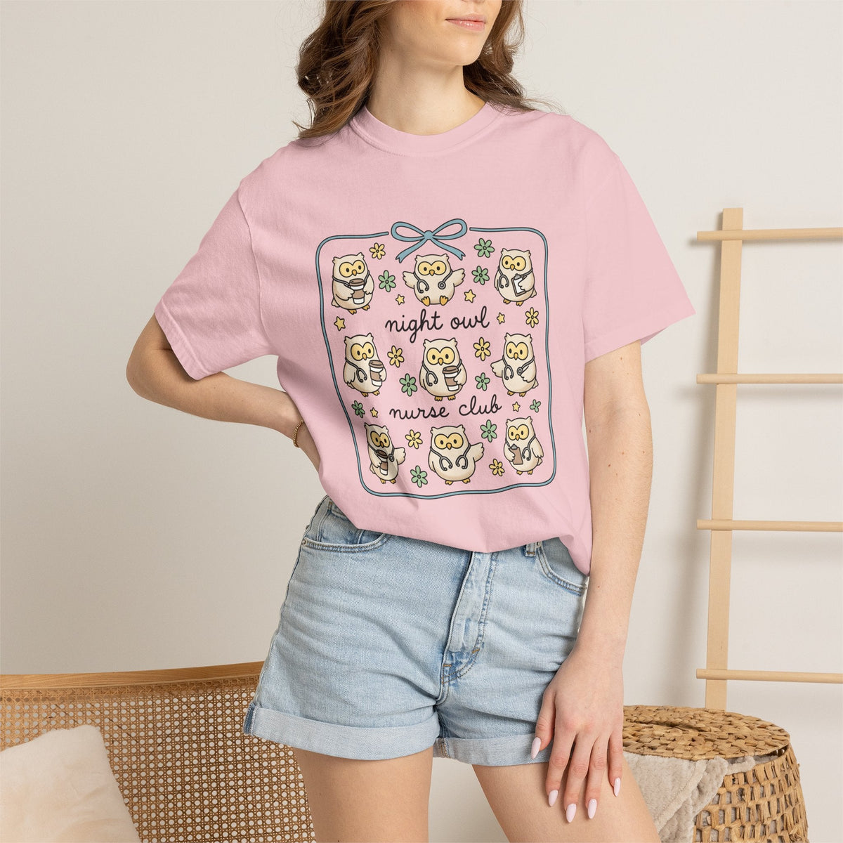 Nurse Owl Shirt Nurses Animal Gift Women Kawaii Tee Owl T-Shirt Nursing Enthusiast Cute Tshirt Wildlife Graphic Hand Drawn Coffee Cup Tshirt