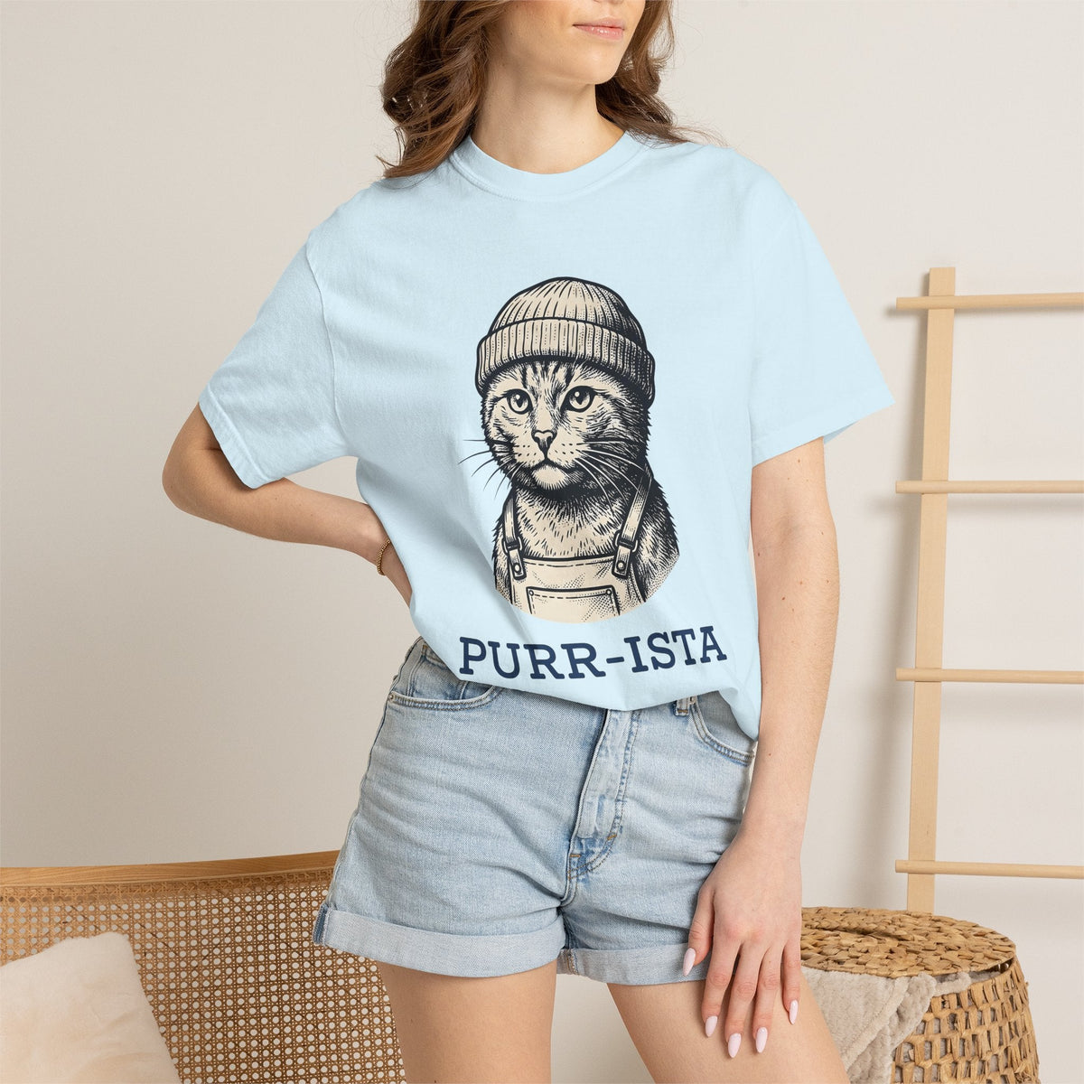 Feline Beanie Shirt Cat Mocha Gift Women Nostalgic Tee product image 9