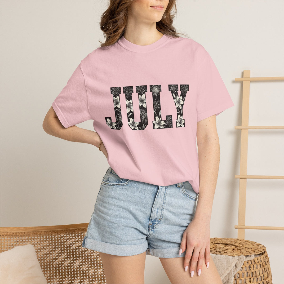 Bloom Fireworks Typography Shirt 4th Of July Garden Unisex product image 12