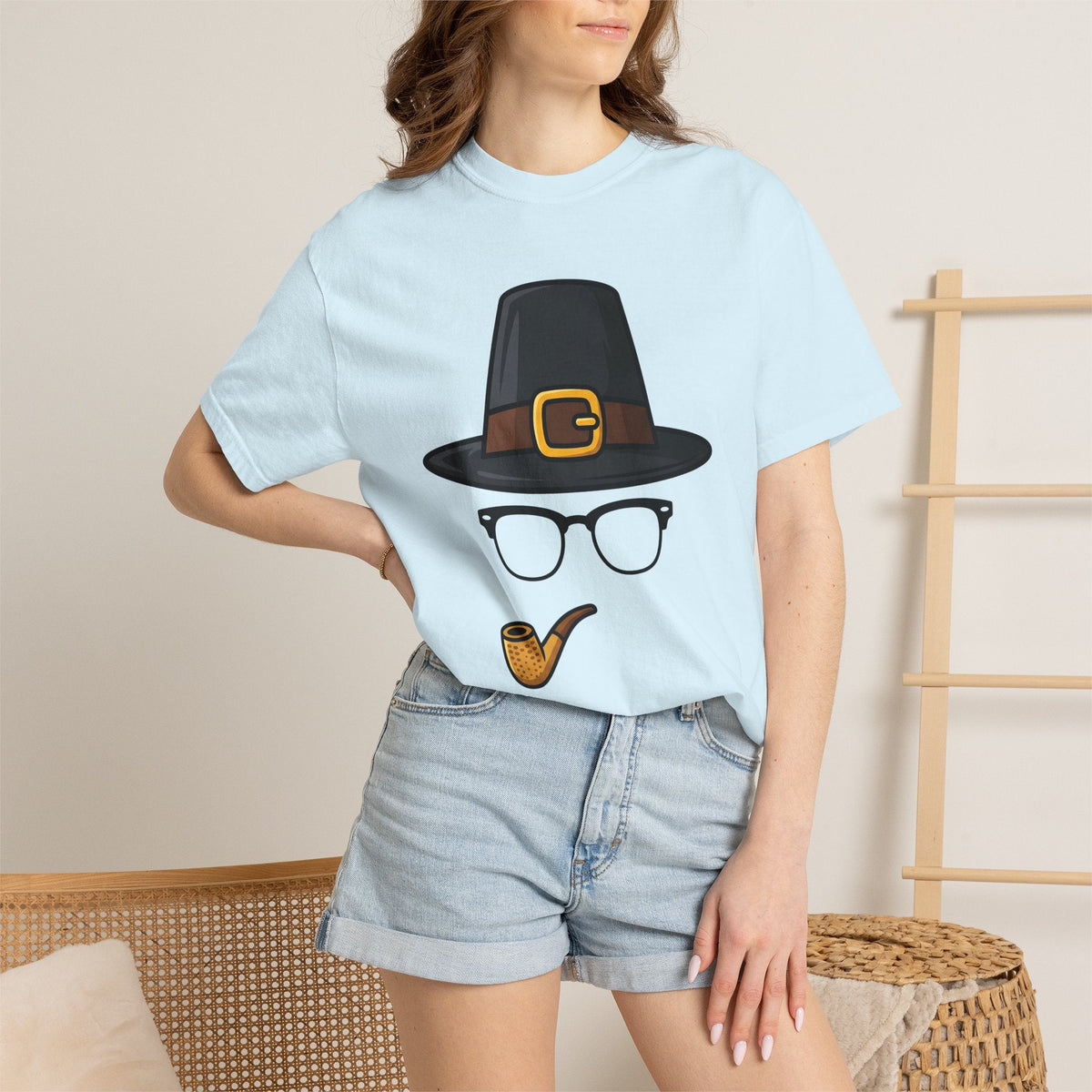Pilgrim Hat Cartoon T-Shirt – Funny Thanksgiving Prank Humor, Unisex Graphic Tee