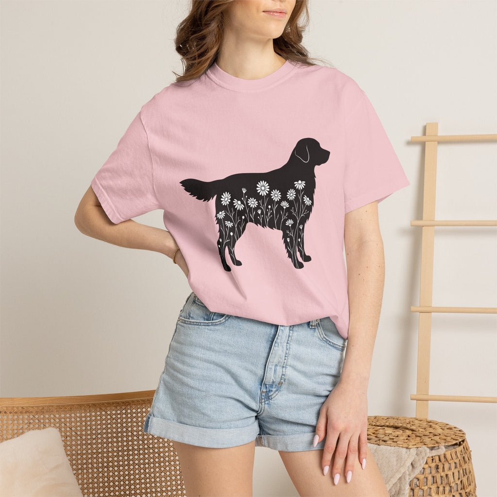 Dog Outline Shirt Flower Unisex Gift Floral Tee Puppy product image 12