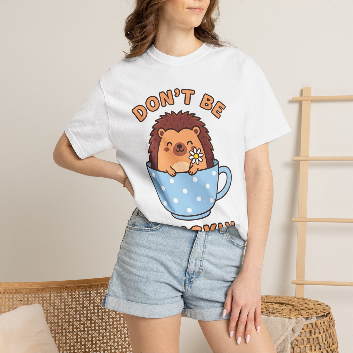 Hedgehog Cup Shirt Animals & Flowers Pun Gift Women Cartoon Tee Mug T-Shirt Floral Fan Cute Tshirt Punny Graphic Doodle Daisy Flower Tshirt