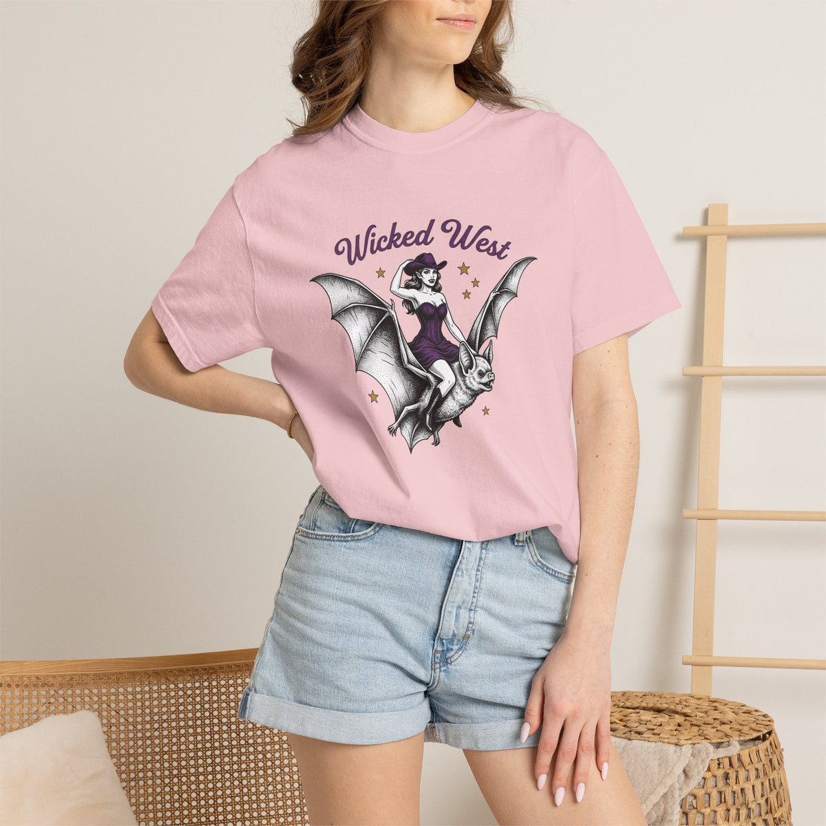 Cowgirl Bat Shirt Halloween Gothic Gift for Women Vintage product image 13