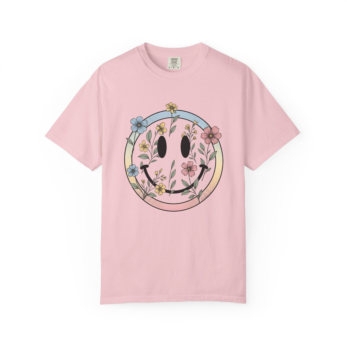 Smile Face Blossoms Shirt Boho Chic Flower Unisex Gift Hand product image 3