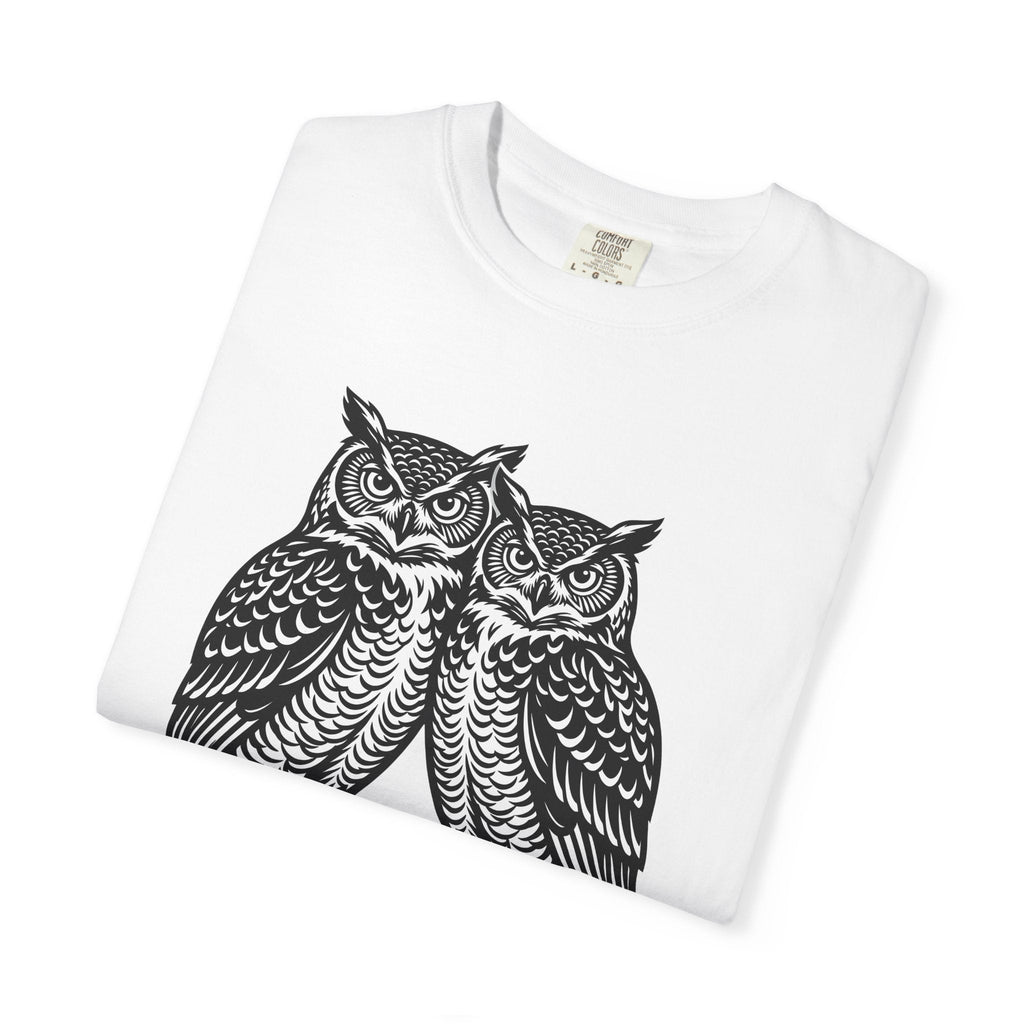 Owl Couple Shirt Animals Forest Unisex Gift Linocut Tee product image 5