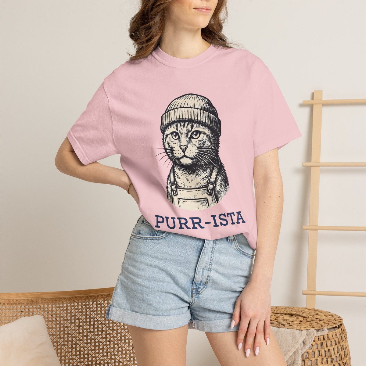 Feline Beanie Shirt Cat Mocha Gift Women Nostalgic Tee product image 12