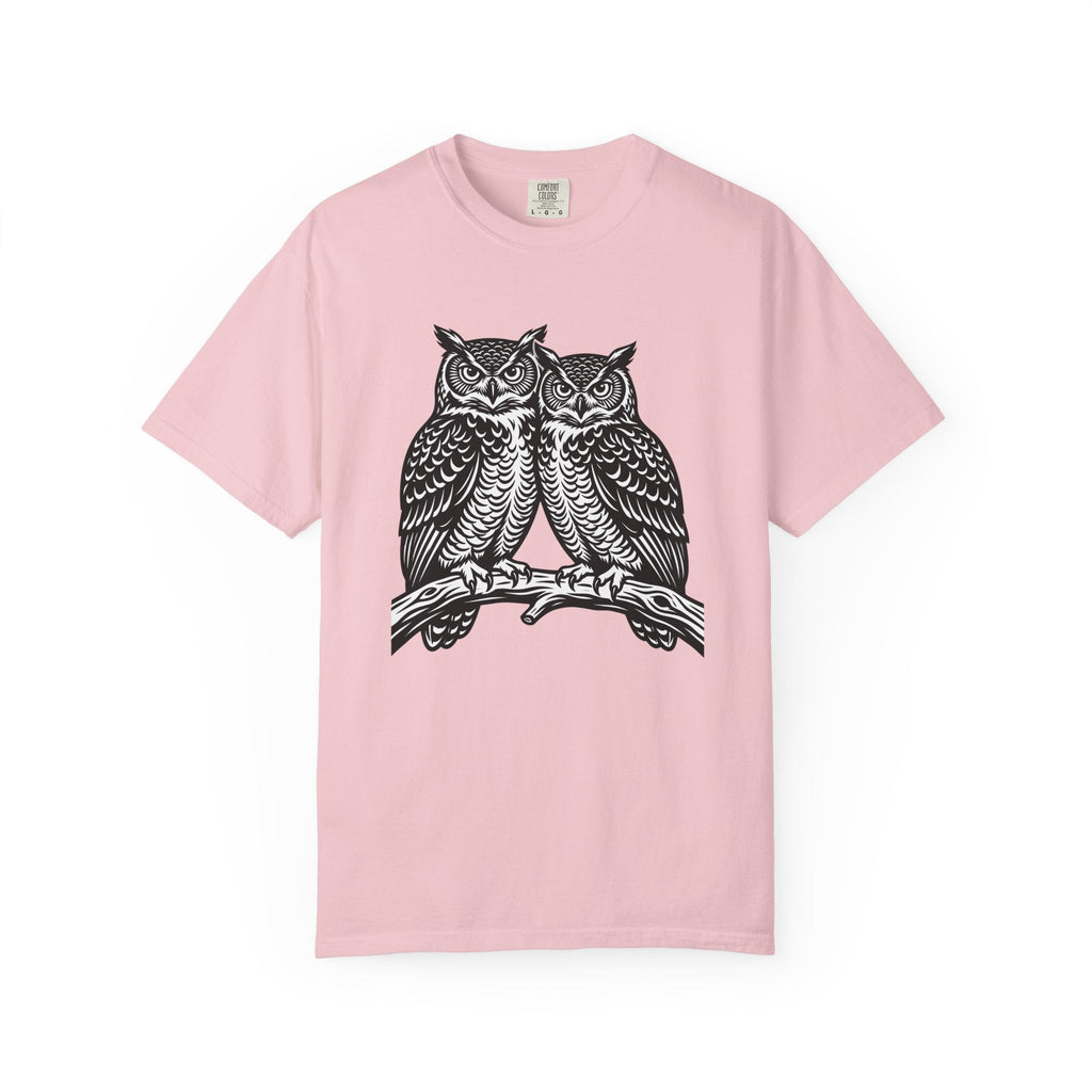 Owl Couple Shirt Animals Forest Unisex Gift Linocut Tee product image 3