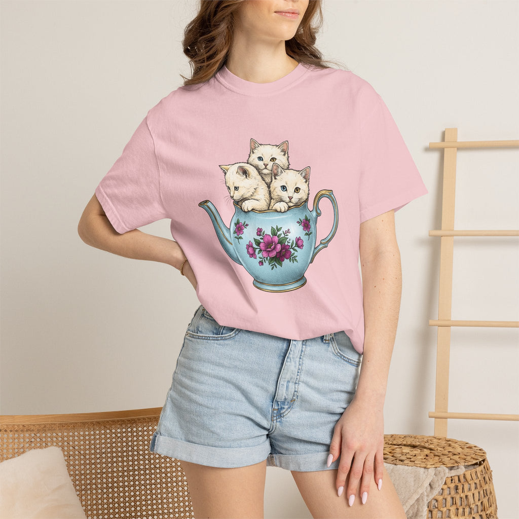 Cat Cup Shirt Cat Beverage Unisex Gift Retro Tee Mug T-Shirt Cat Fan Coffee