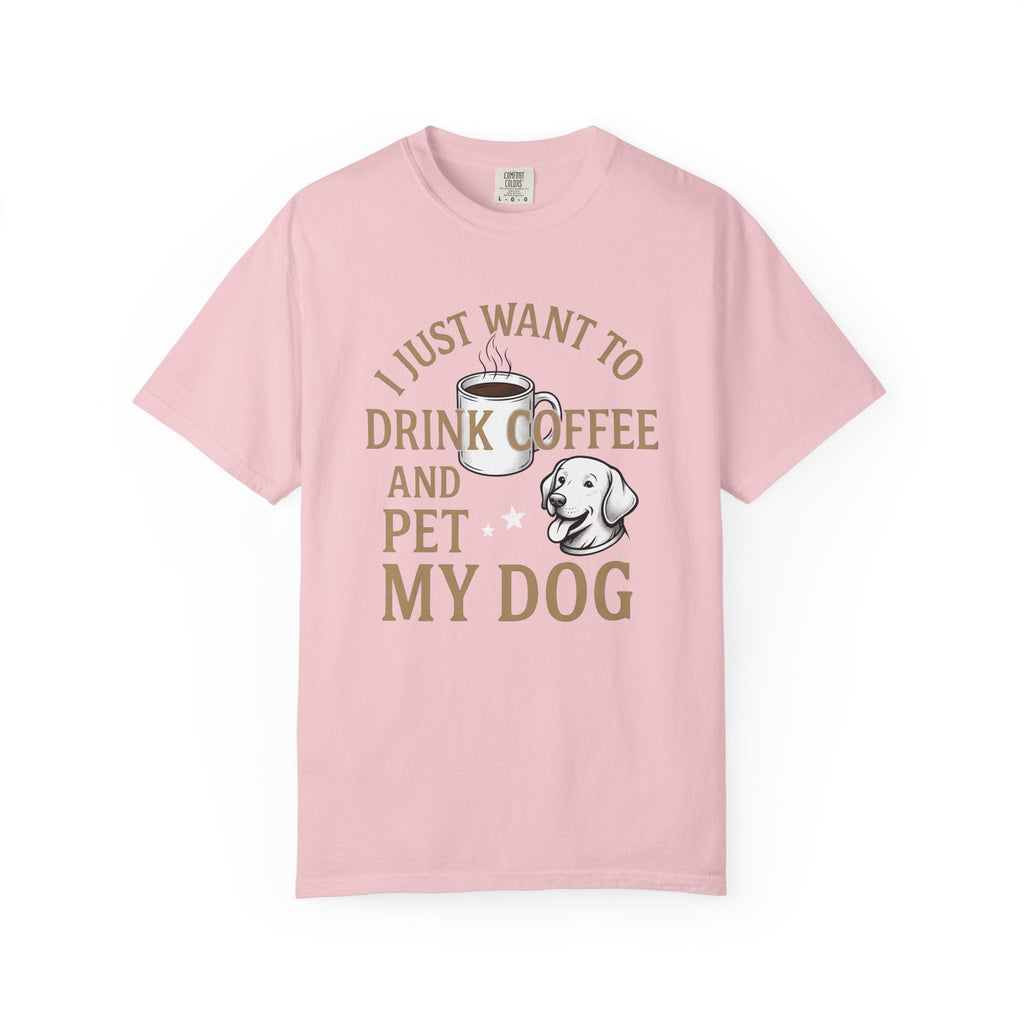 Dog Coffee Cup Shirt Dog Coffee Gift Women Vintage Tee Coffee Mug T-Shirt Dog Fan Retro Tshirt Caffeinated Graphic Hand Drawn Stars Tshirt