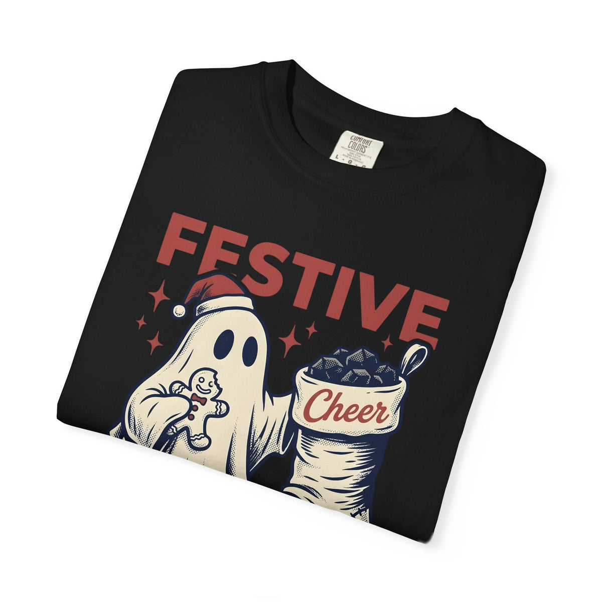 Ghost Santa Hat Shirt Christmas Humor Unisex Gift Vintage Tee Santa Hat T-Shirt