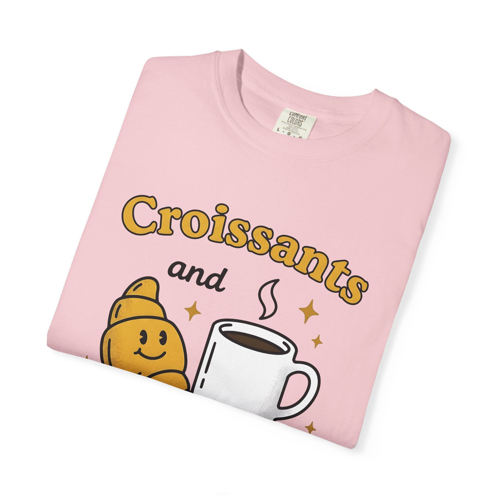 Croissant Espresso Cup Shirt Coffee Morning Meal Unisex Gift Hand Drawn Tee