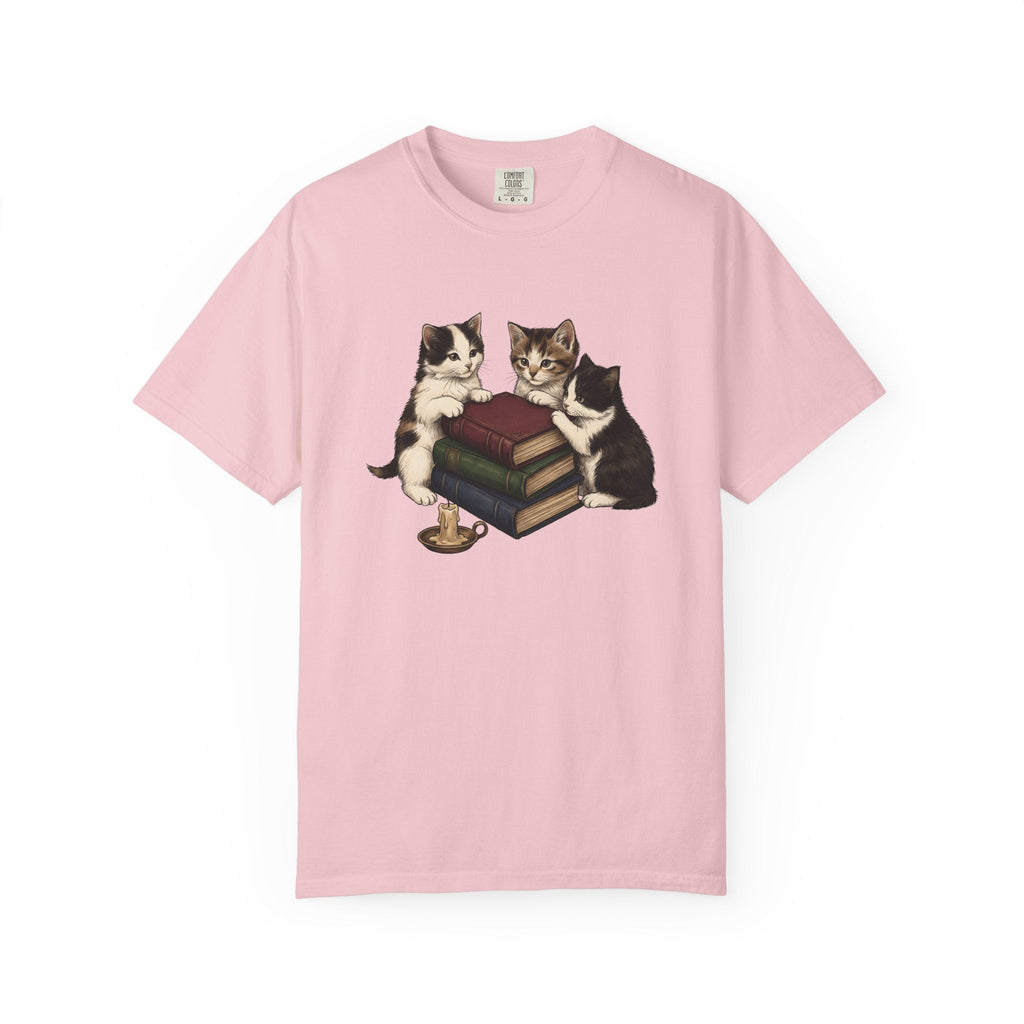 Kitten Stack Shirt Cat Bookworm Unisex Gift Hand Drawn Tee product image 3