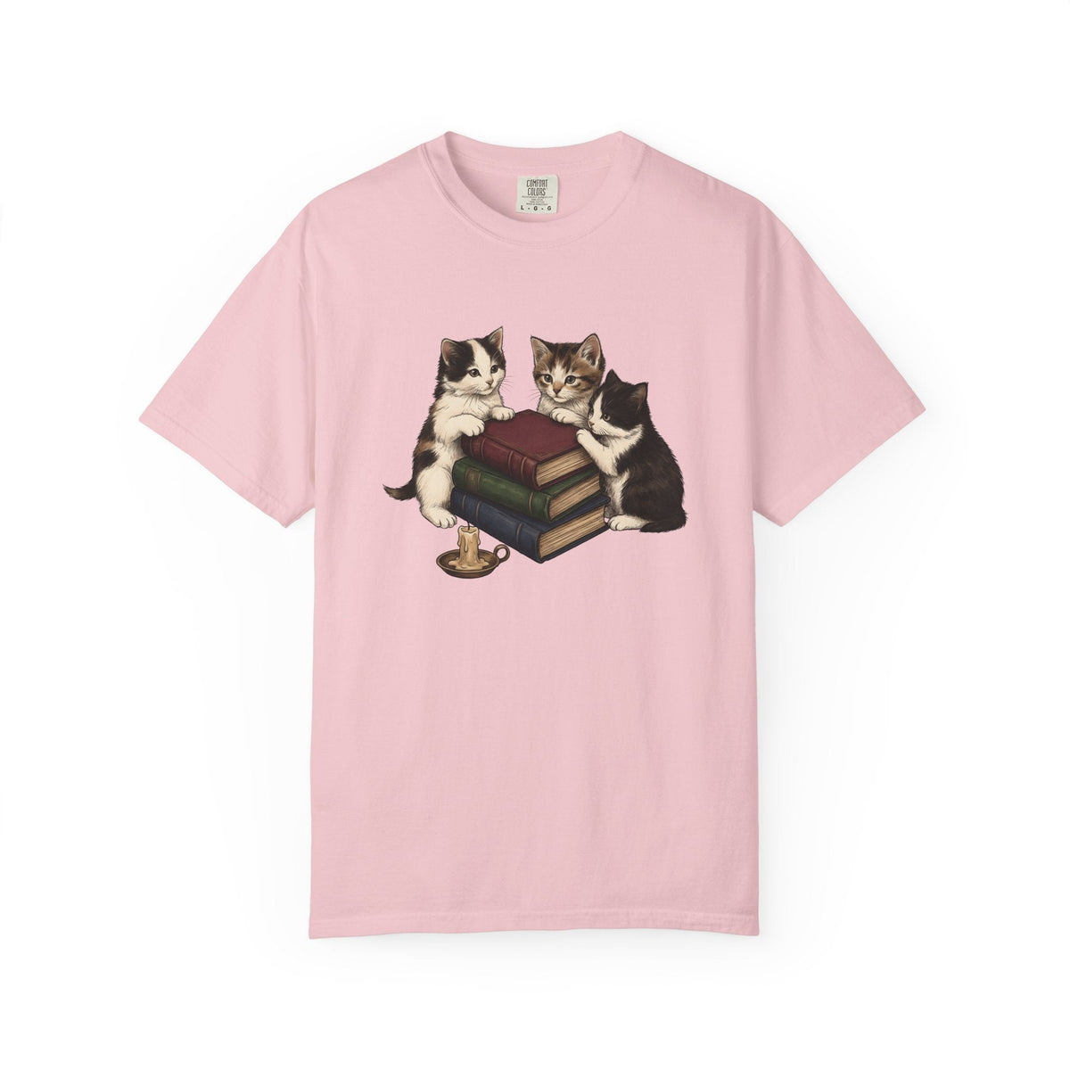 Kitten Stack Shirt Cat Bookworm Unisex Gift Hand Drawn Tee product image 3